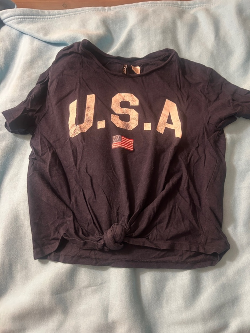 H&M Navy Crop Top with USA Graphic